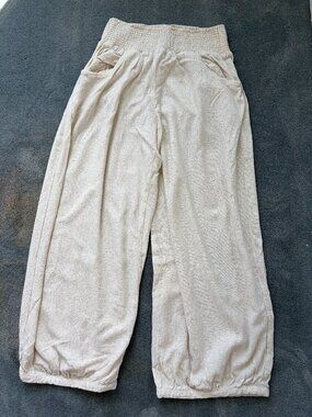 Natural Life Ivory Cotton Gauze Super Wide Pants Size M